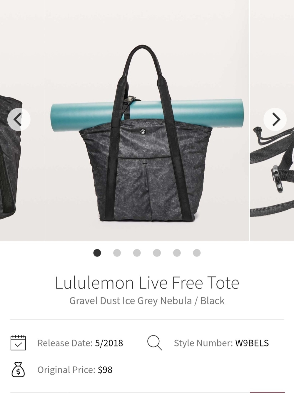 lululemon athletica Live Free Tote in Gravel Dust Ice Grey Nebula/Black